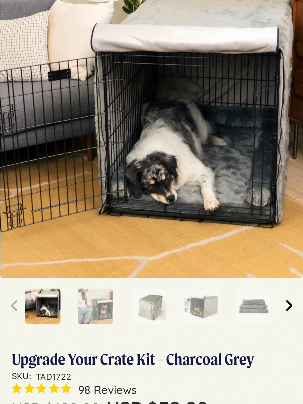 Paw.com Dog large crate kit - pad, bumper, blackout cover (crate not included)
